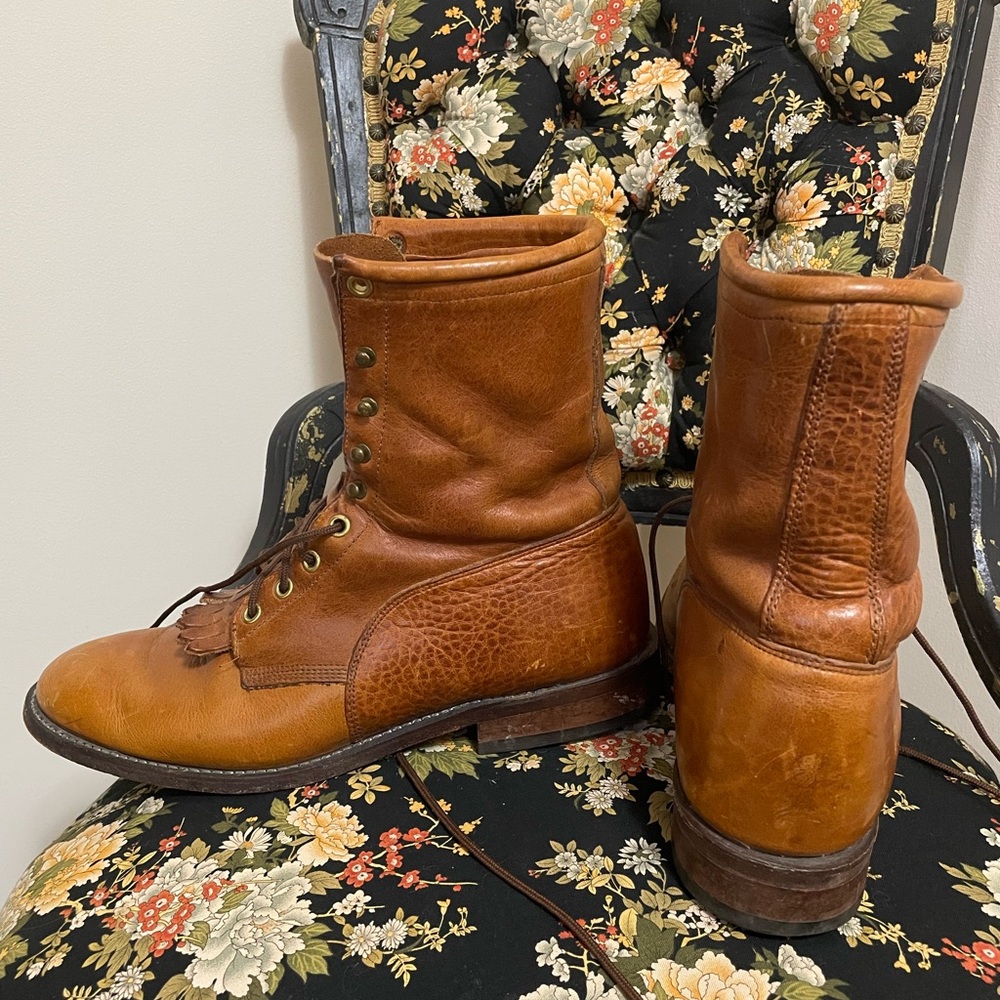 Vintage J. Chisholm Tan Lace Up Boots - Picture 11 of 11